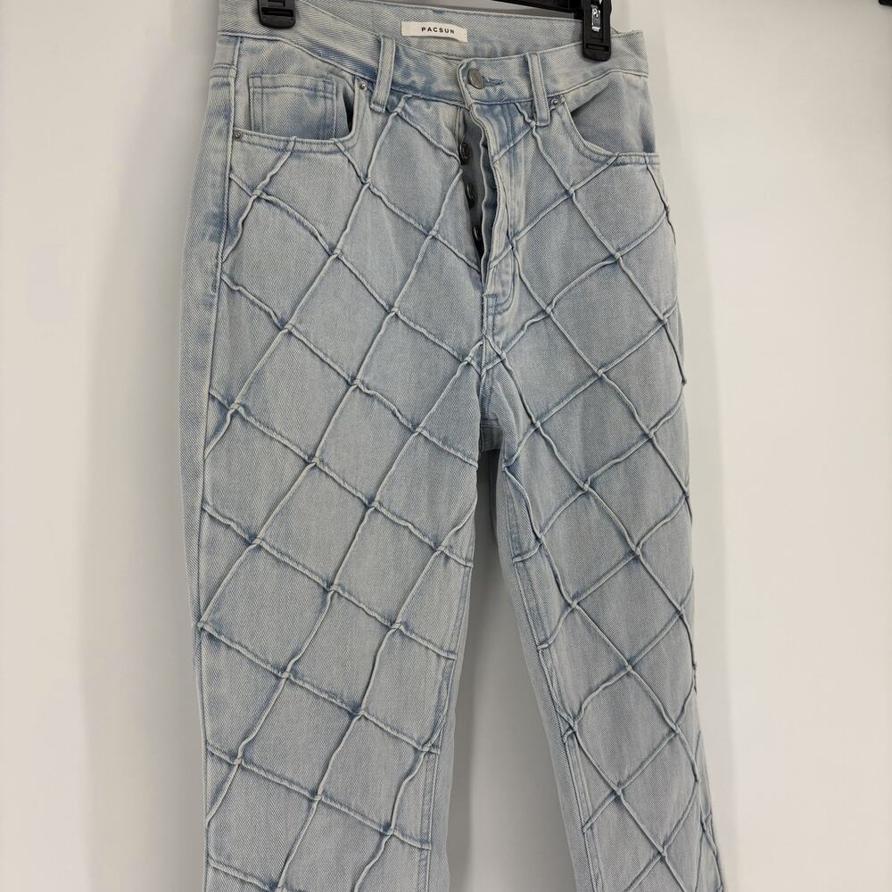 PacSun Women’s Light Blue Pintuck High Waisted Bootcut Jeans Size 27 Flare Retro - Picture 5 of 11